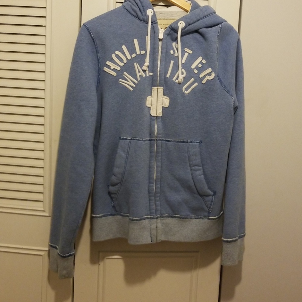 Hollister powder blue full zip hoodie Sz L